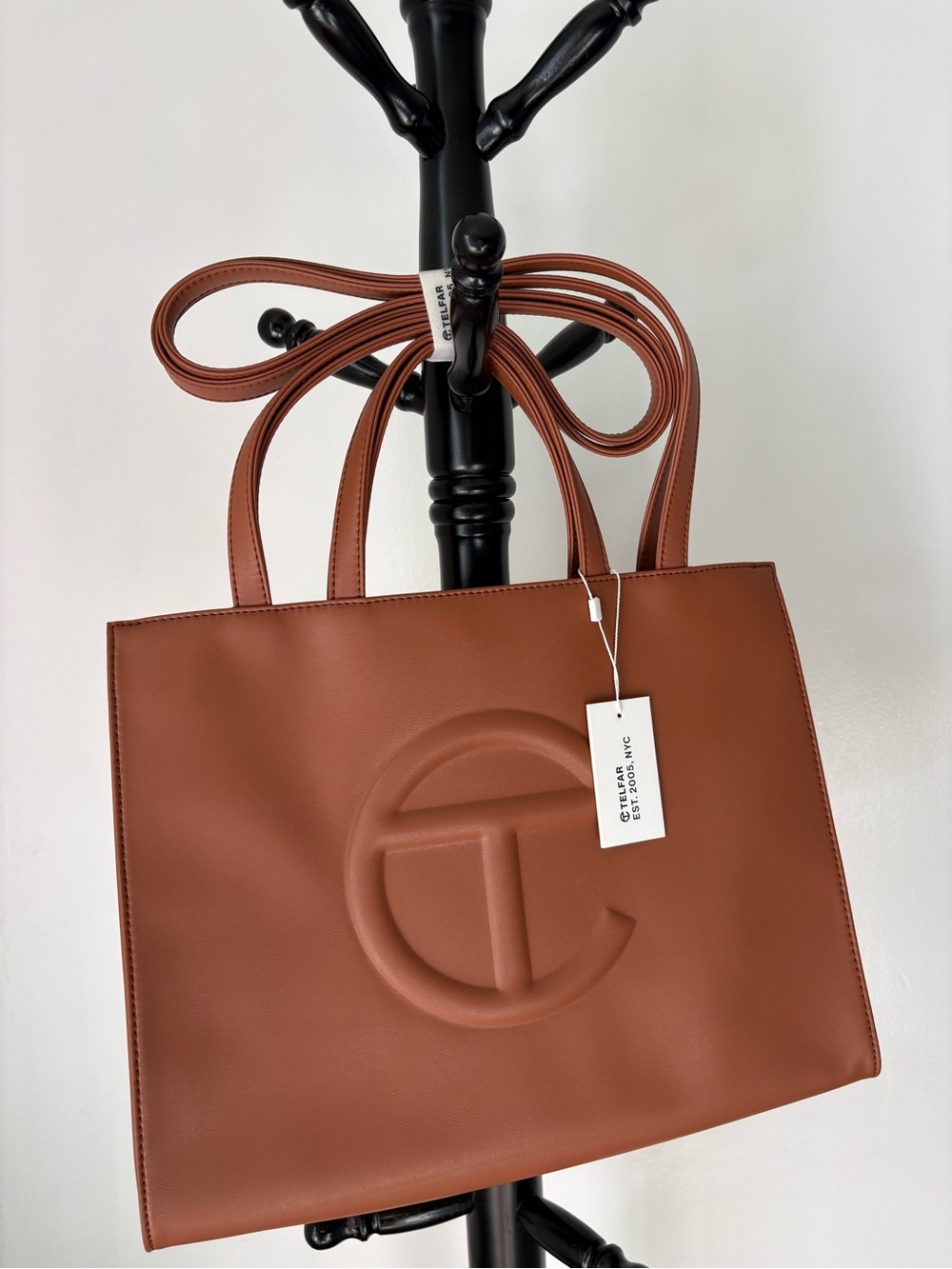 Telfar Brown Embossed Shopping Tote